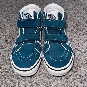 Vans Kids Teal Mid Tops with Velcro Straps Unisex